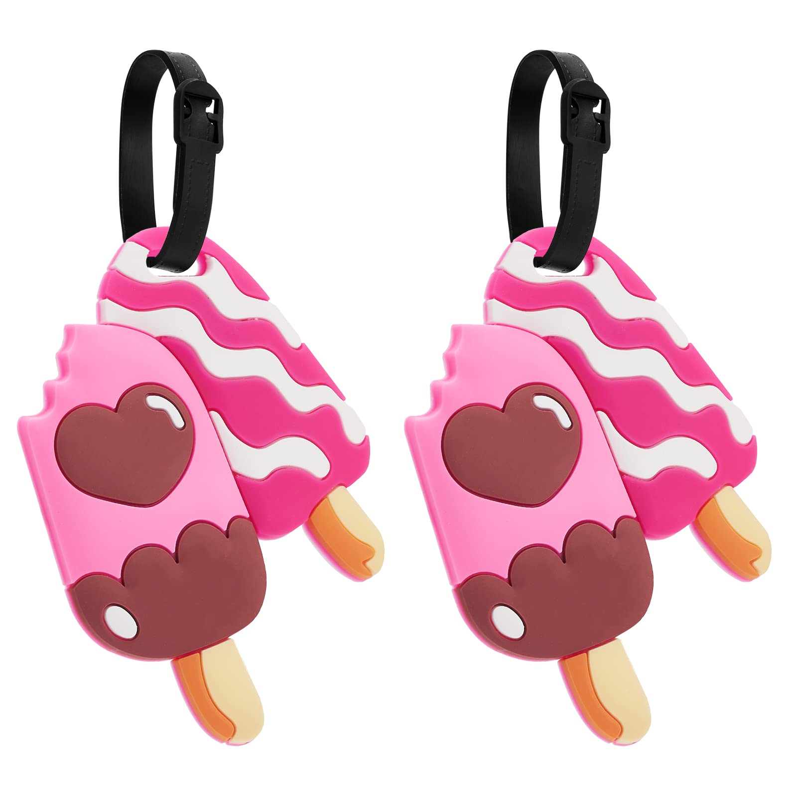 ZOUIQSS Luggage Tags Pack of Two,Baggage Tags Suitcase ID Labels Business Card Holder/Travel ID Bag Tag(Two Ice Cream)