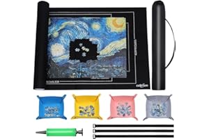 Callkroon Puzzle roll up mat Set of 4 for 500-1500 Piece Puzzles, a Great Gift for Puzzle Lovers, Soft Felt Weave, Easy to Carry When Traveling