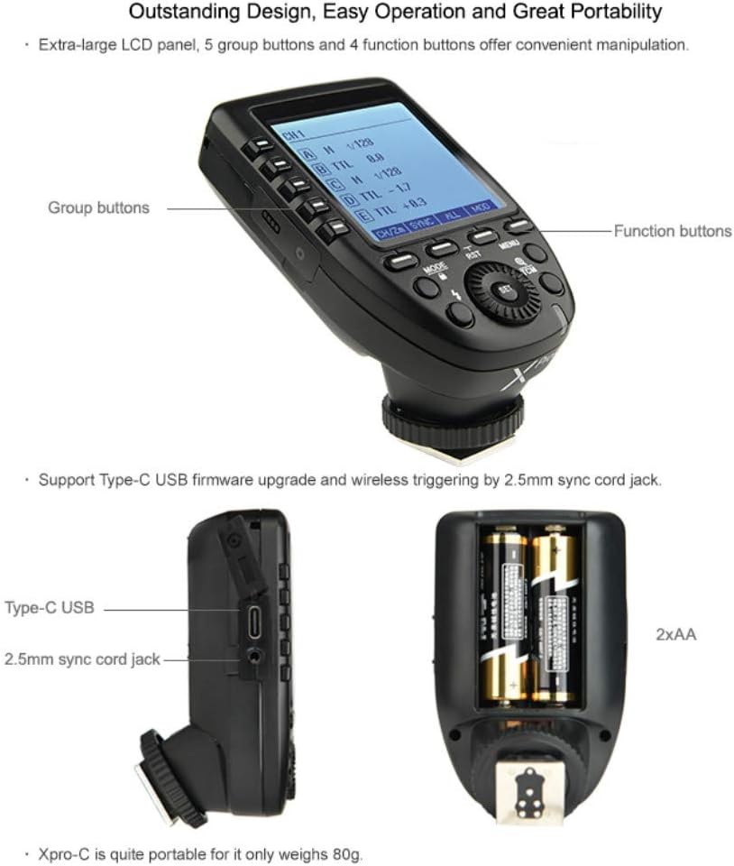 Godox XPro TTL Wireless Trigger,1/8000s High-Speed-Sync,5 Dedicated Group Bottons and 11 Customizable Functions (XPro-C Compatible with Canon) - Image 4