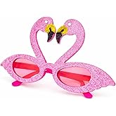 Vaulted Skulls & Co Flamingo Glasses | Flamingo Sunglasses | Flamingo Party Decorations | Sparkly Flamingo Shades | Flamingo Glitter Glasses | Pink | Standard Size