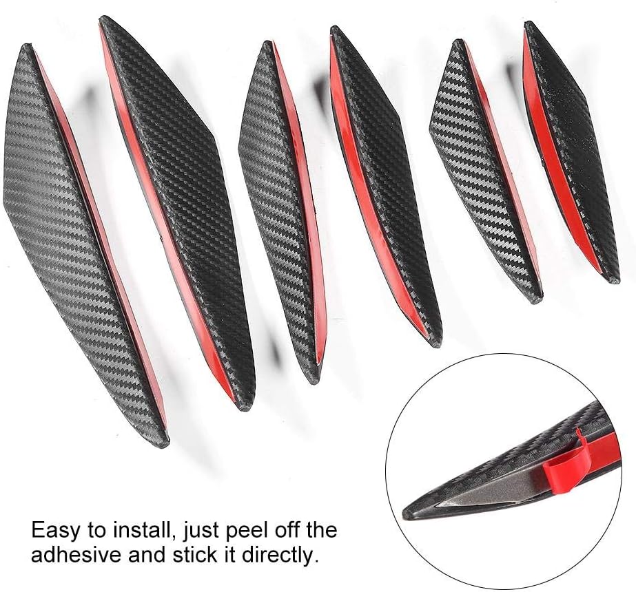 Universal Car Bumper Fin Canard Splitter Diffuser, 6 Pieces, Carbon Fiber Texture, PVC Material, Black, Multiple Sizes - Image 3