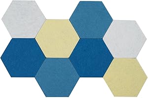 Afumazi 8Pcs Hexagon Felt Cork Board Tiles Self Adhesive Bulletin Board, Pin Board for Wall Decor Memos Photos Display (Set A)