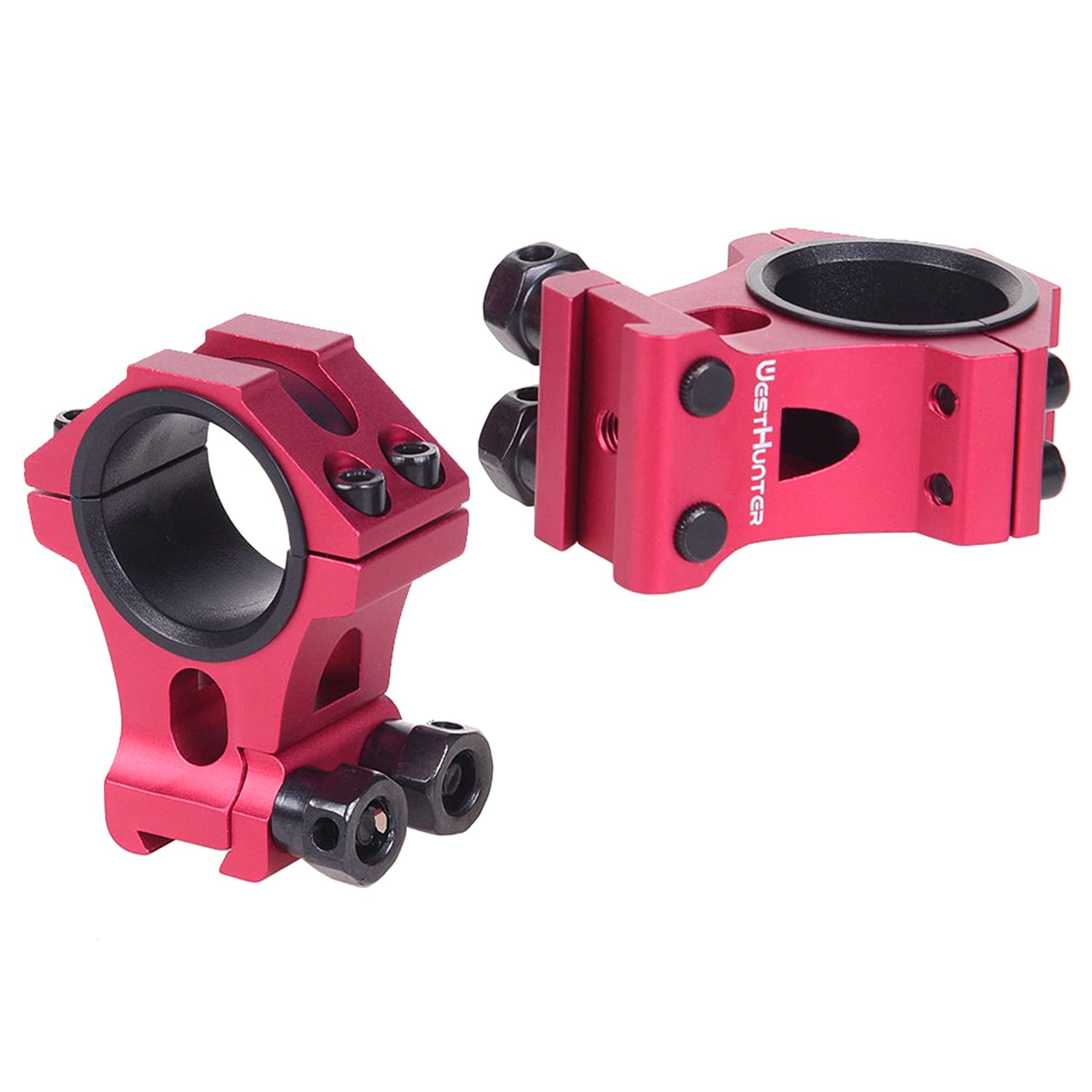 WestHunter Optics Dovetail Scope Rings, 1 Inch 30 mm Tactical Precision Scope Mount | 36 mm Center Height, Red