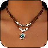 Western Necklaces for Women Layered Western Choker Vintage Turquoise Beaded Jewelry Stackable Star Cactus Cowboy Hat Charms Country Concert Outfits