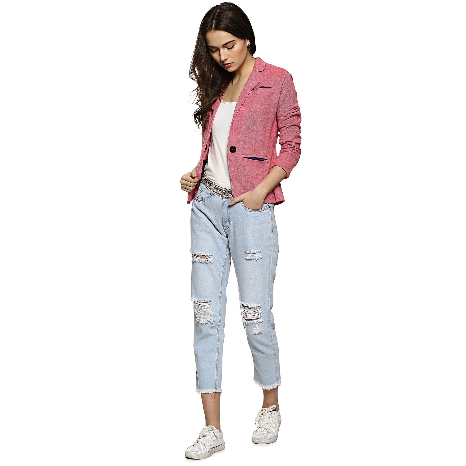 campus sutra women plain blazer