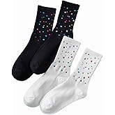 sunaeset glitter socks for women, fun rhinestone fashion crew socks, cute novelty socks, mom christmas funny gifts