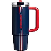 STANLEY Quencher ProTour Flipstraw Tumbler, 30 oz, Team Navy Red | Built-In Straw & Handle | Cupholder Compatible for Travel 