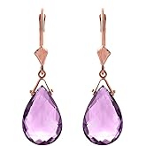 14k Rose Gold Dangling Earrings with Briolette Amethyst