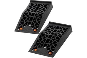 OULEME Low Profile Car Service Ramp - 2 Pack with Anti-Slip Pads for Lift Maintenance and Oil Changes, Low-Chassis Car Tire Ramps for Jack Support