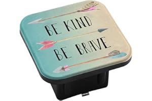 Swono Be Kind Be Brave Trailer Hitch Cover Plug Inspirational Quote Feather Arrow Hitch Protector Cover, 2" Inch Tow Rear Hitch Tube Cover Plug Cap for Pickup Trucks Cars SUVs