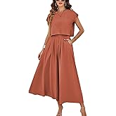 Mingzhu Womens 2 Piece Outfits Skirt Set Summer Casual Cap Sleeve Crop Tops Maxi Dress Sets with Pockets