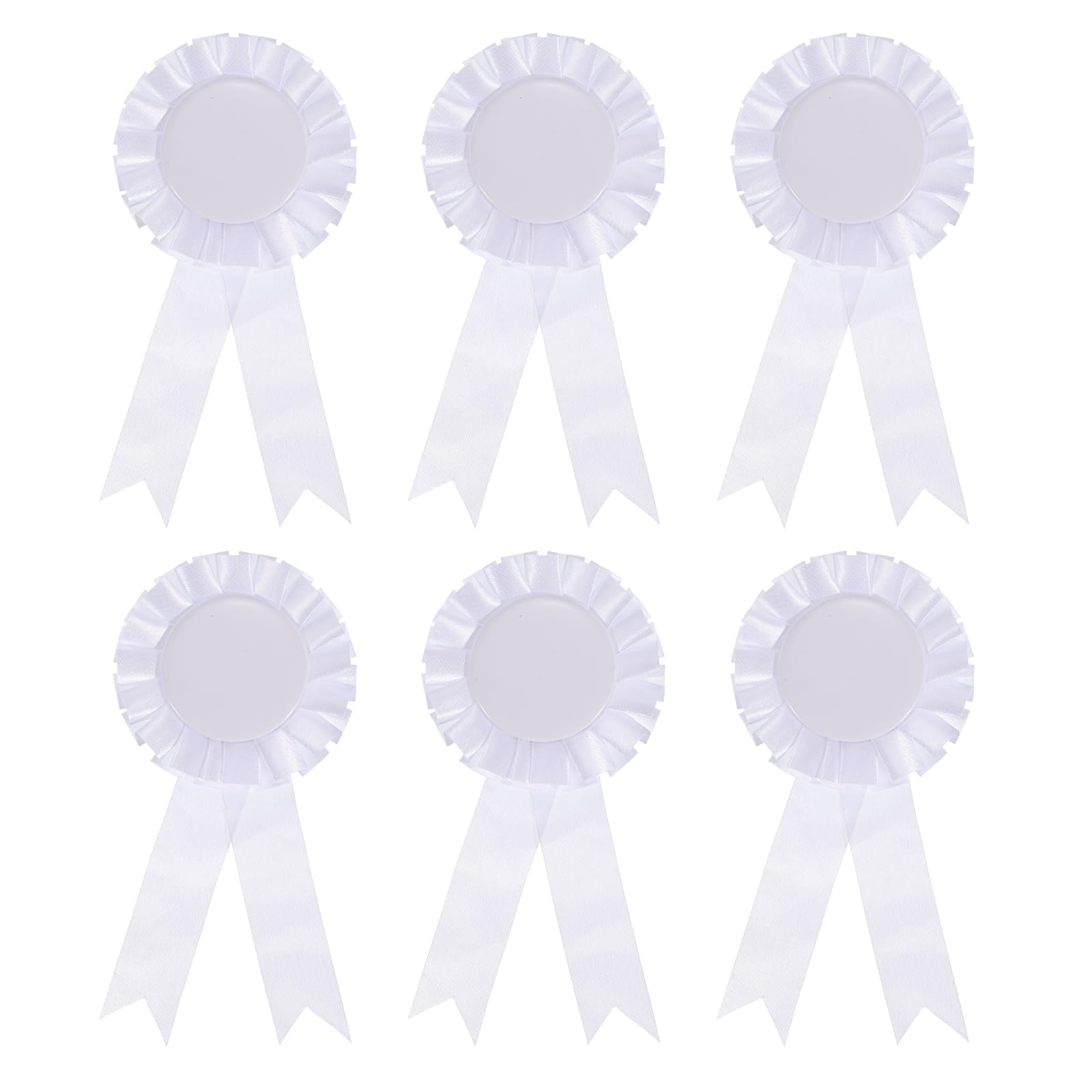 PATIKIL Blank Award Ribbon, 6 Pcs Rosette Ribbon Honorable Prize Recognition Ribbon for DIY, Party, Wedding, Competition, Sport, White