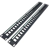 JINGCHENGMEI 2 Pack of 1U Patch Panel 24-Port Blank Keystone, 1U 19" Rackmount Housing for Keystone Jacks (2)