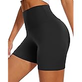 DHSO High Waisted Biker Shorts for Women-5" Tummy Control Fitness Athletic Workout Running Yoga Gym Shorts