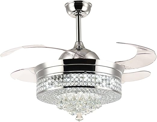 7pm Retractable Ceiling Fans With Lights 42 Inch Crystal Invisible