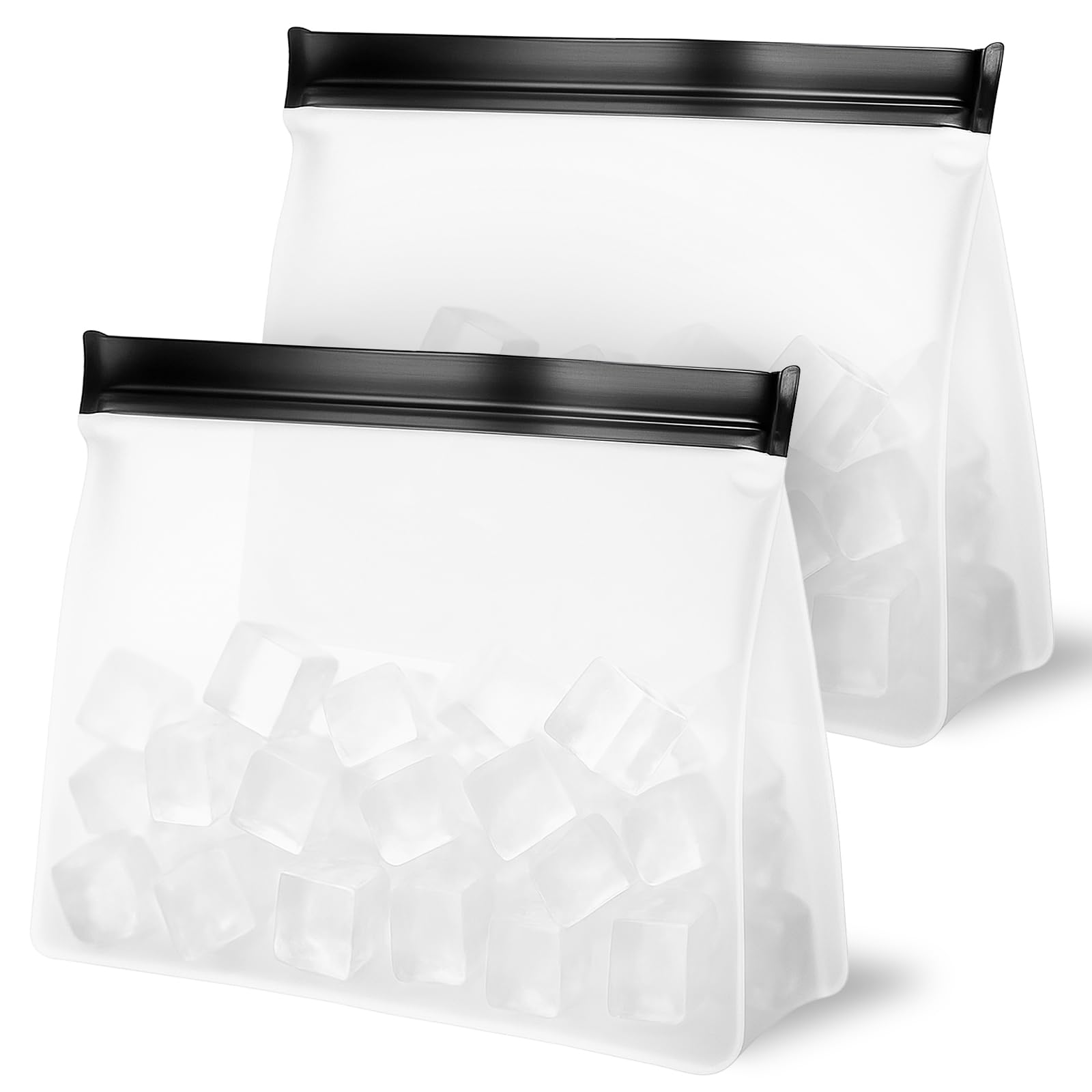 Photo 1 of Piriuuo 2 Pcs Reusable Ice Storage Bags, 9.84"X7.28" Leak Proof Ices Bags with Secure Zip - Food Graded & BPA Free Ice Ball Storage Bag for Vegetables Fruit...