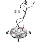 WOJET 20'' Commercial Pressure Washer Surface Cleaner with Wheels 4500PSI | Stainless Steel Power Washer Attachment for Large Driveway Sidewalk Deck Patio Concrete No Striping Clean, 3/8''Quick-Connect