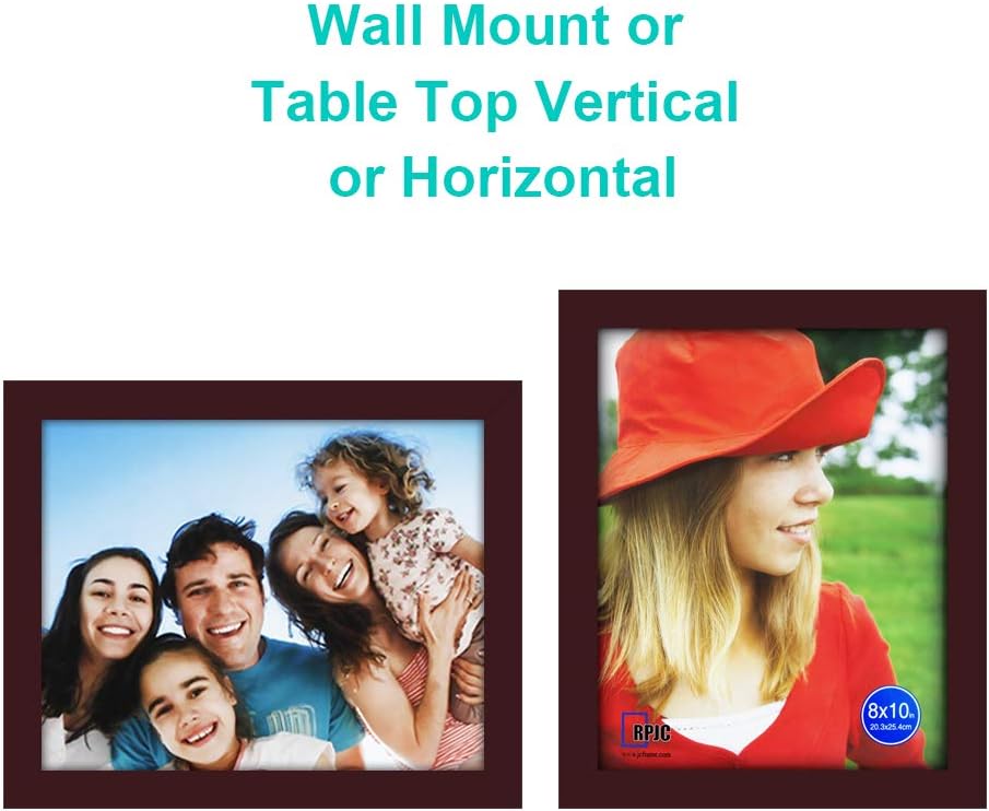 8x10 inch Picture Frame Made of Solid Wood High Definition Glass for Table Top Display and Wall Mounting Photo Frame Dark Brown -