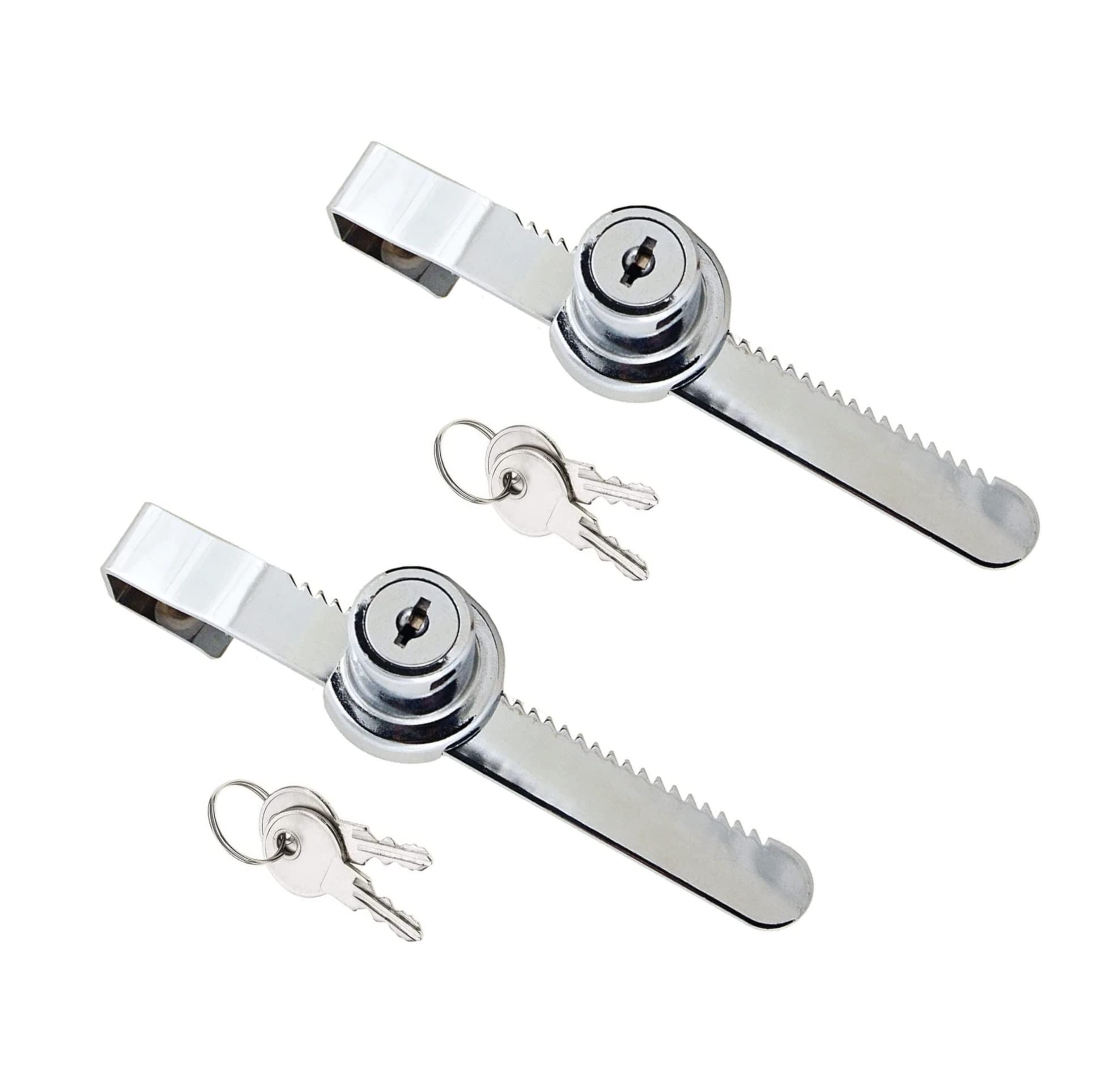 TERF® Heavy Duty Polished Chrome Sliding Glass Door Lock with Key Set Drawer Display Case Showcase Security Ratchet Locks Glass Cabinet Lock - Pack of 2
