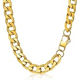 PROSTEEL 316L Stainless Steel Cuban Link Chain Necklaces for Men, Black/18K Gold Plated, Hypoallergenic Jewelry, 4mm-13mm, 14"-30", Come with Box