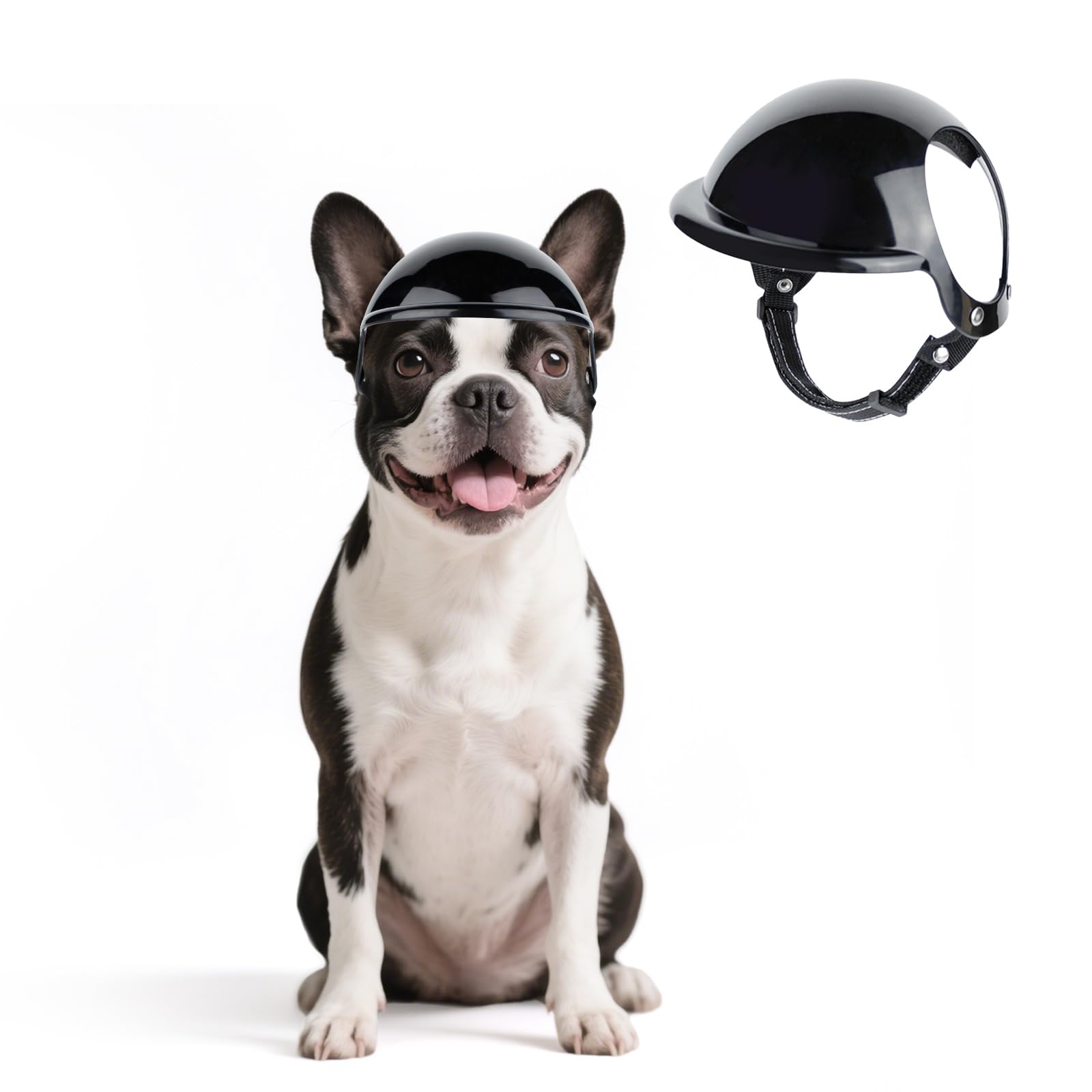 Photo 1 of Namsan Dog Motorcycle Helmet, Dog Helmets for Small Dogs, Outdoor Windproof Anti Debris, Comfortable Wearing Doggy Hat with Ear Holes, Adjustable Black S