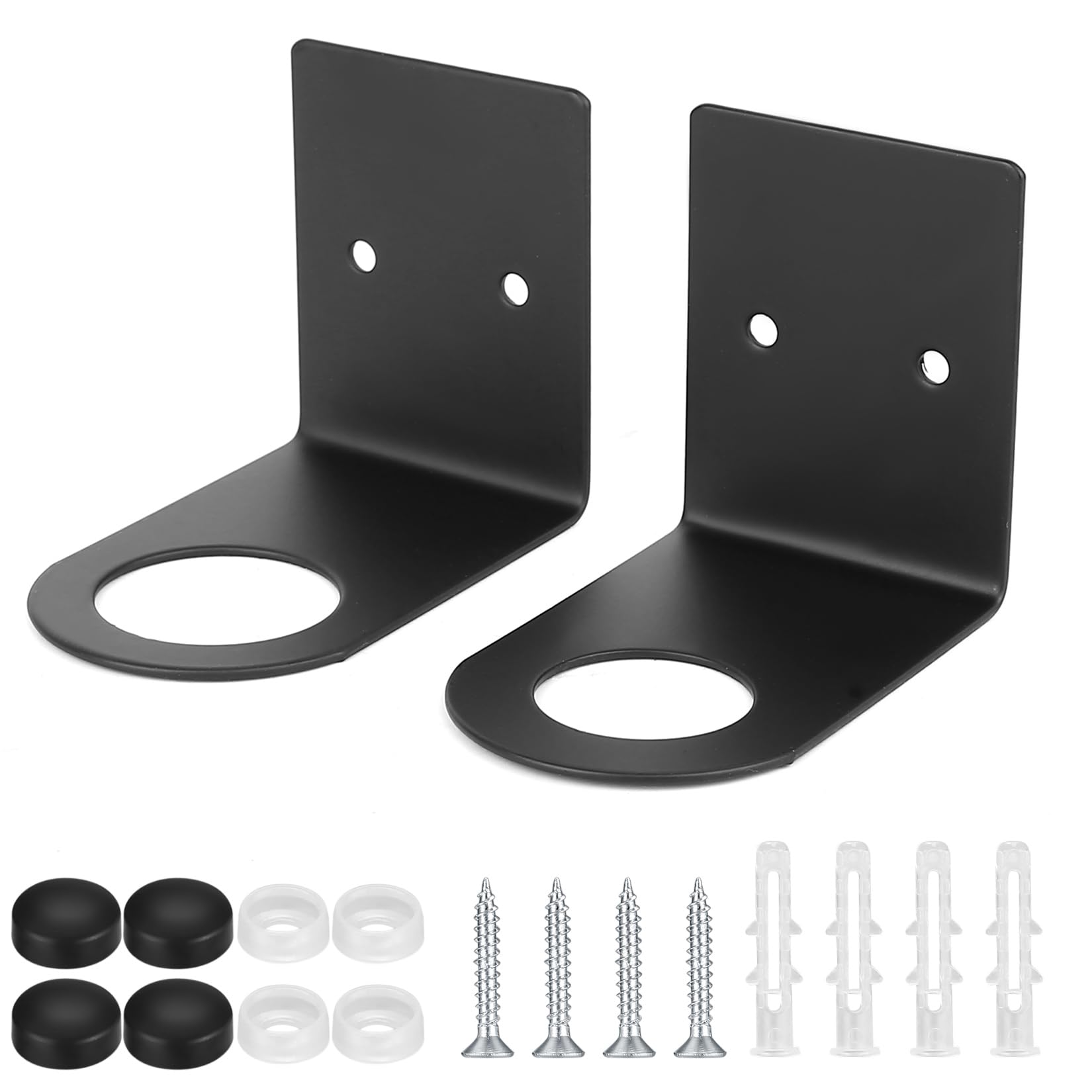 2 Pcs Soap Bottle Dispenser Holders, 2 Sizes Wall Mounted Soap Pump Bottles Stands, Stainless Steel Shampoo Dispenser Bottles Hanging Shelf Storage Holder Racks for Kitchen Bathroom - Black