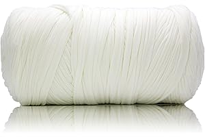 MSyarn 400g T Shirt Yarn, Tshirt Crochet Yarn for Crocheting Bag/Craft Project/Home Decor, 14.1oz/400g, 120yd/110m Crochet with Polyester Spandex Blend Stretch Fabric (Milk White)