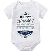 WOOYONGING Happy Birthday Daddy Baby Romper Short Sleeve Baby Boys One-piece Rompers White Infant Clothes