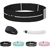 Running Belt for Women and Men, Adjustable Fanny Packs No Bounce Phone Holder for Running with Water Bottle & Headband, Waterproof Reflective Waist Packs for Runner Fits All Phones (M-Black)
