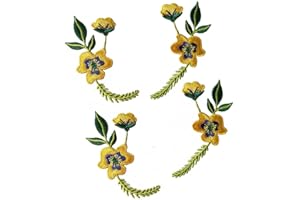 FEEPOP 2pair Small Flowers Sewing Patches Embroidery Garment Sew DIY Decorations Accessories Applique (Style C)