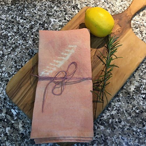 Shibori Linen Tea Towel Natural Dyed Madder Root Pink 46 cm x 70 cm dish towel