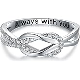 Senpotly 925 Sterling Silver Love Knot Ring for Mother and Daughter Square Knot Ring for Couple Friendship Kont Rings Mother's Day Birthday Valentine's Day Christmas Jewelry Gifts for Women