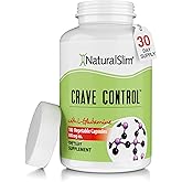 NaturalSlim Natural Appetite Suppressant - Craving Blocker Sugar & Refined Carbs Crave Control - Energy & Metabolism Booster with L Glutamine & Thiamine B1 Supplement - 180 Vegetable Capsules