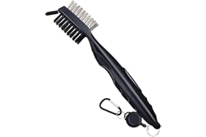 Golf Brush Club Groove Cleaner Aluminum Carabiner Keyring Retractable Spool Line Golf Bag Accessories Gear for Men Women