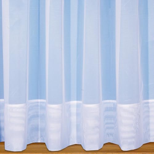 Leanne Semi-Plain Net Curtain In White 45" (115cm) drop - Sold By The