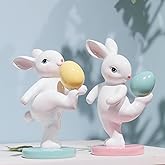 Easter Decorations Bunny Decor Spring-Figurines - 2PC Cute Rabbits Easter Table Centerpiece Tumbling Bunnies Figure Bunny Sulpture for Indoor Home Farmhouse Decor 4.25*3.25*5.25 in Newman House Studio