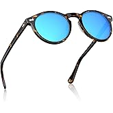 CARFIA Retro Polarized Sunglasses for Men UV400 Protection Handmade Acetate Round Frame CA5288L