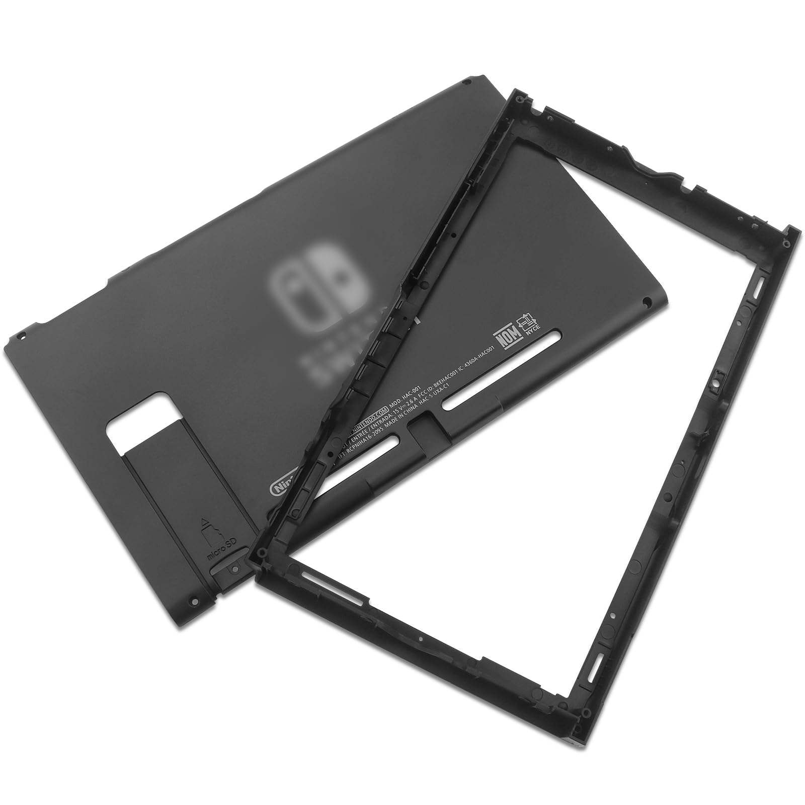 Miruchertter Rear Back Cover Replacement Top Bottom Housing Shell Case Compatible with Switch Backplate Switch Accessories (Black, US Edition)