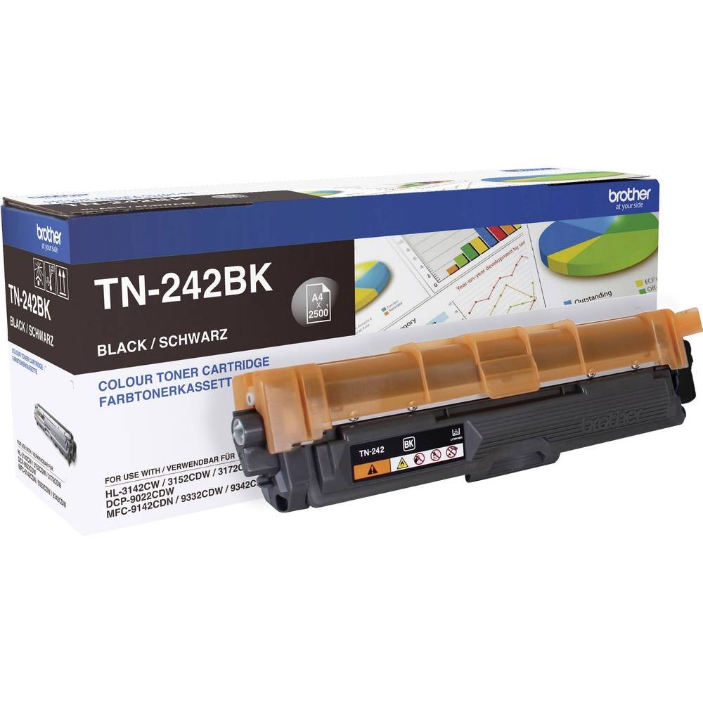Brother TN-242BK Toner Cartridge, Black, Single Pack, Standard Yield, Includes 1 x Toner Cartridge, Brother Genuine Supplies