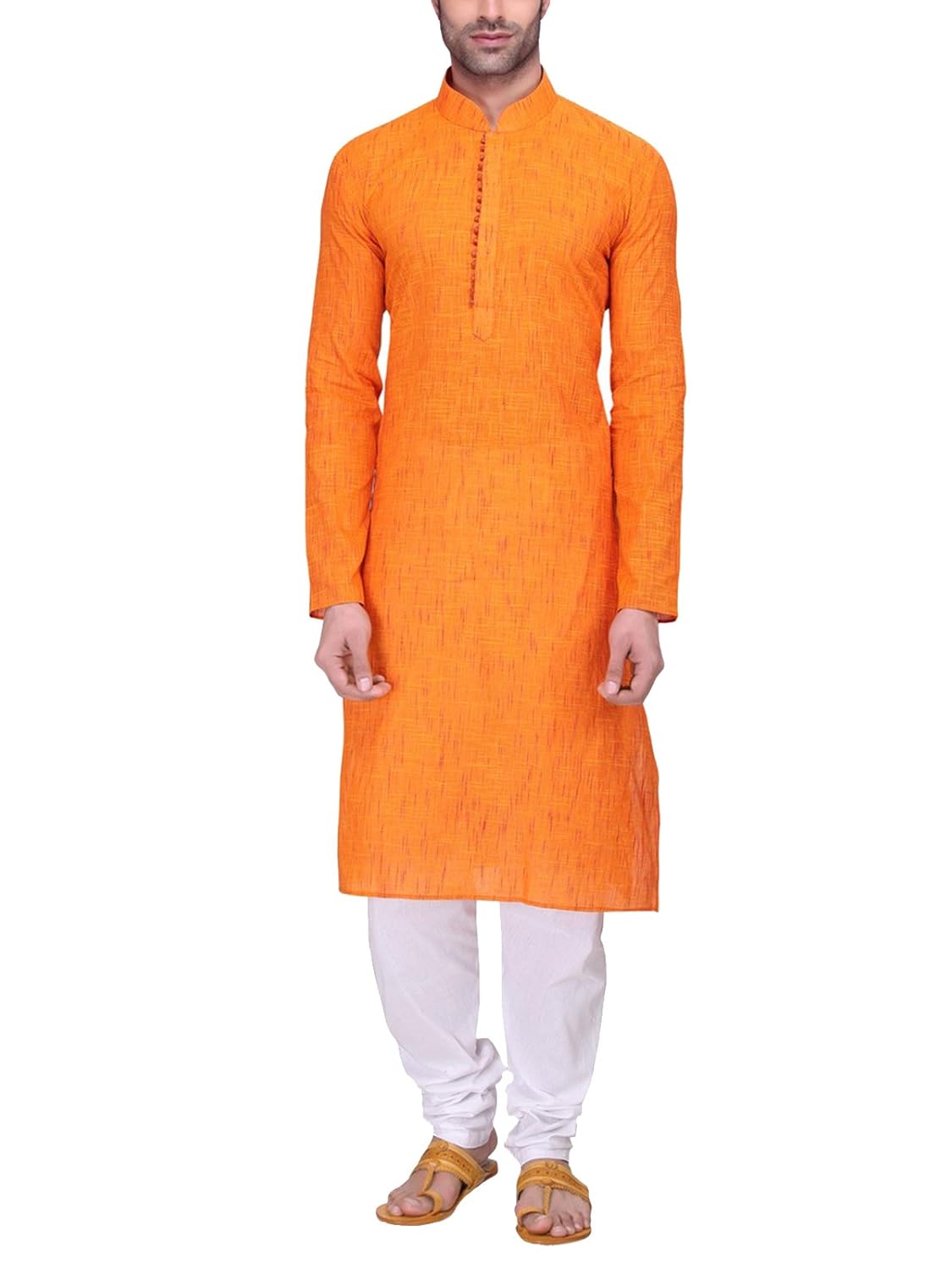 rg designers men's full sleeve kurta pyjama set avhandloomloops-orange