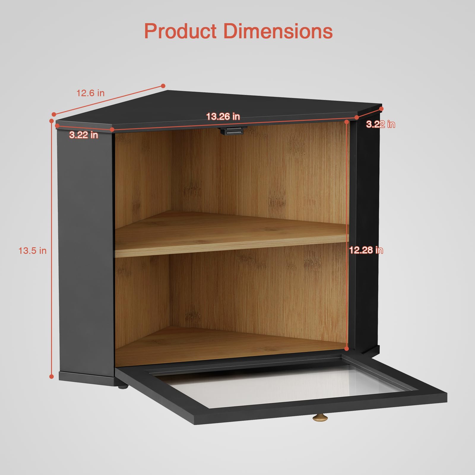 Corner Bread Box for Kitchen Countertop, Black Bread Storage Container for Homemade Bread, Two Layer Breadbox under Cabinet Mount, Large Bread Holder for Kitchen Counter, Panry Shelf