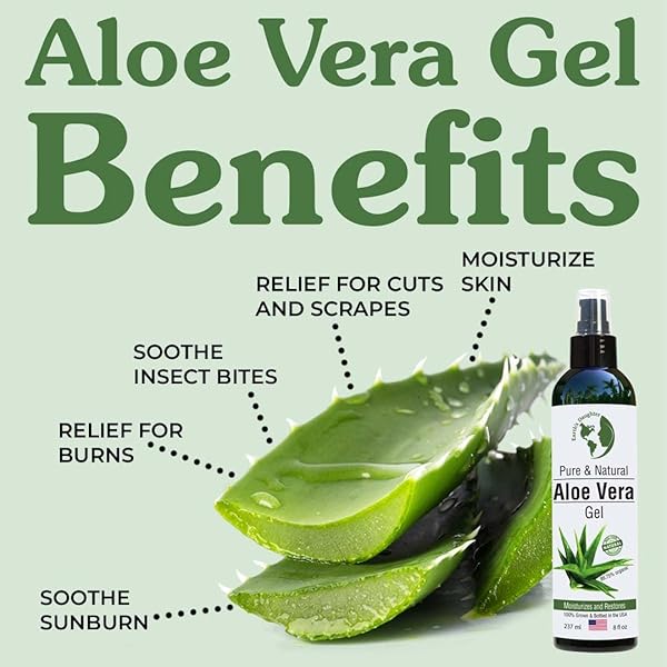 EARTH’S DAUGHTER PREMIUM ORGANIC ALOE VERA GEL FROM FRESH CUT 100% PURE ORGANIC ALOE LEAVES – TOPQUALITY FAST ABSORBING FOR FACE, SKIN, HAIR & BODY – VEGAN, UNSCENTED, NATURAL – 8 OZ USA MADE