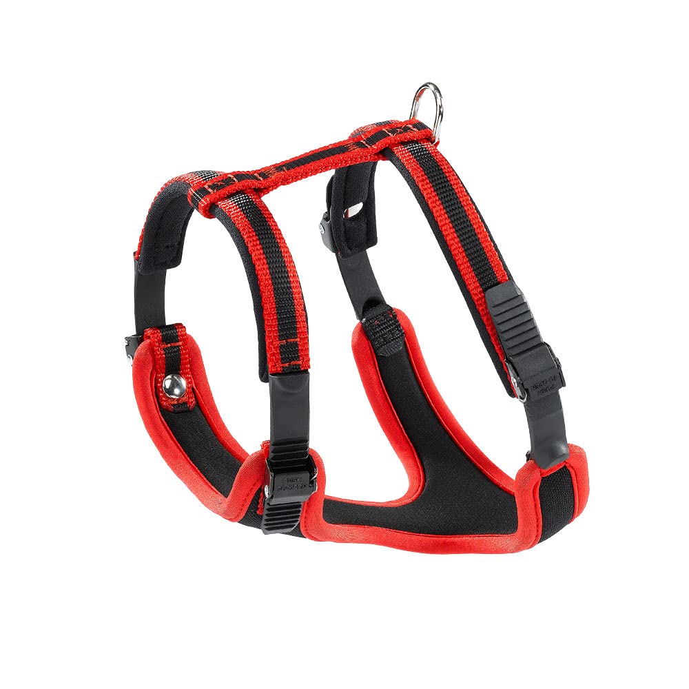 Ferplast Small Size Dog Harness ERGOCOMFORT SMALL, Adjustable Dog Harness, Comfortable, Padded, Double Micro-adjustment Closure, Quick Release, Red
