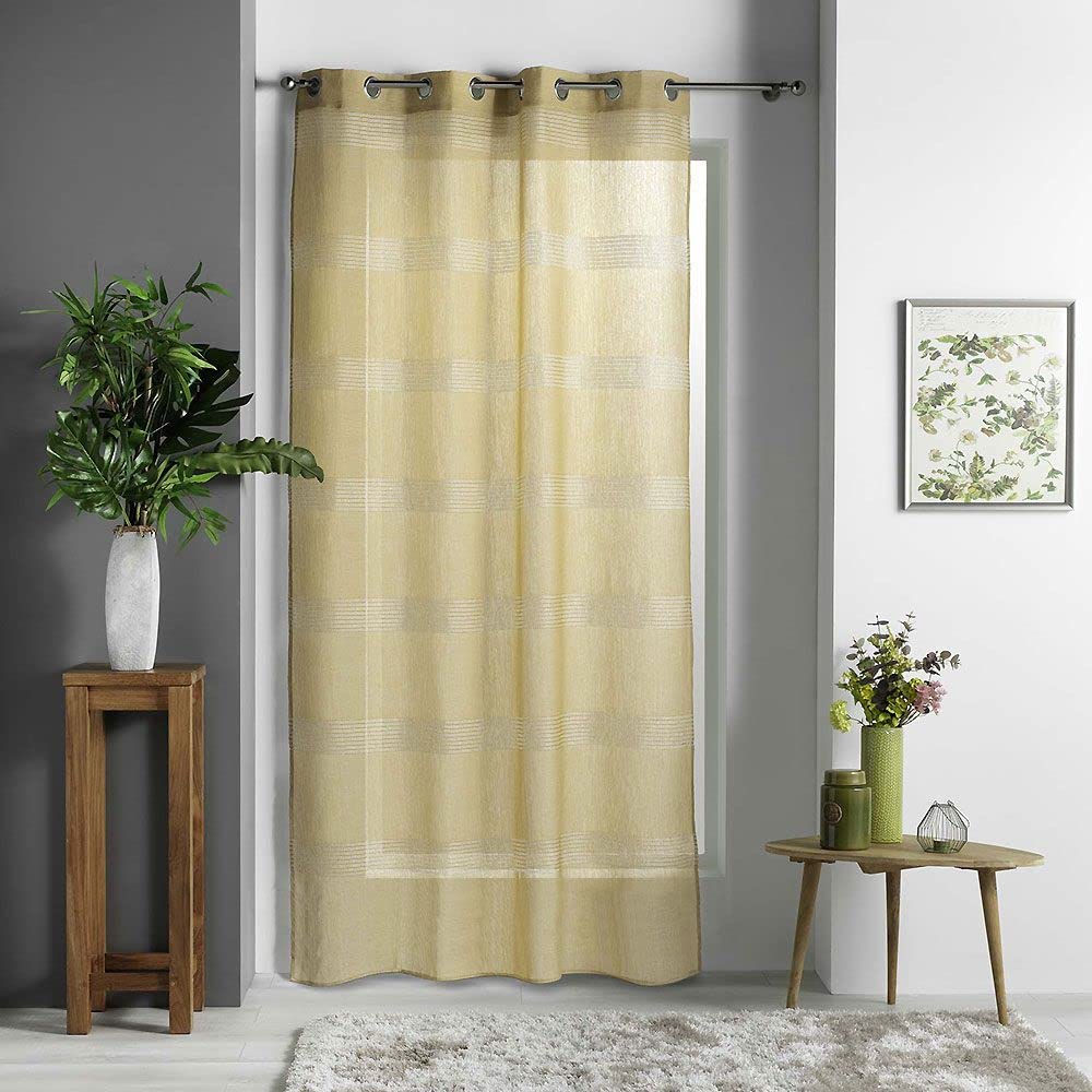 DOUCEUR D'INTERIEUR Yellow Sand Openwork Ajourela Eyelet Curtain 140 x 240 cm