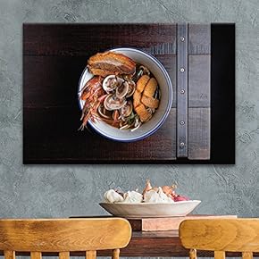 Canvas Wall Art - A Bowl of Seafood and Meat - Giclee Print Gallery Wrap Modern Home Art Ready to Hang - 12x18 inches