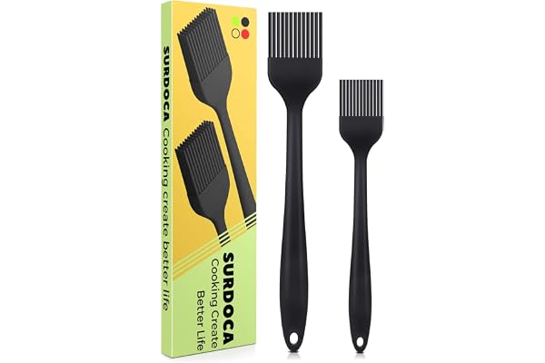 SURDOCA Silicone Pastry Basting Brush - 2Pcs 10 + 8 in Heat Resistant Brush for Baking Cooking Food, BPA Free Kitchen Brush f