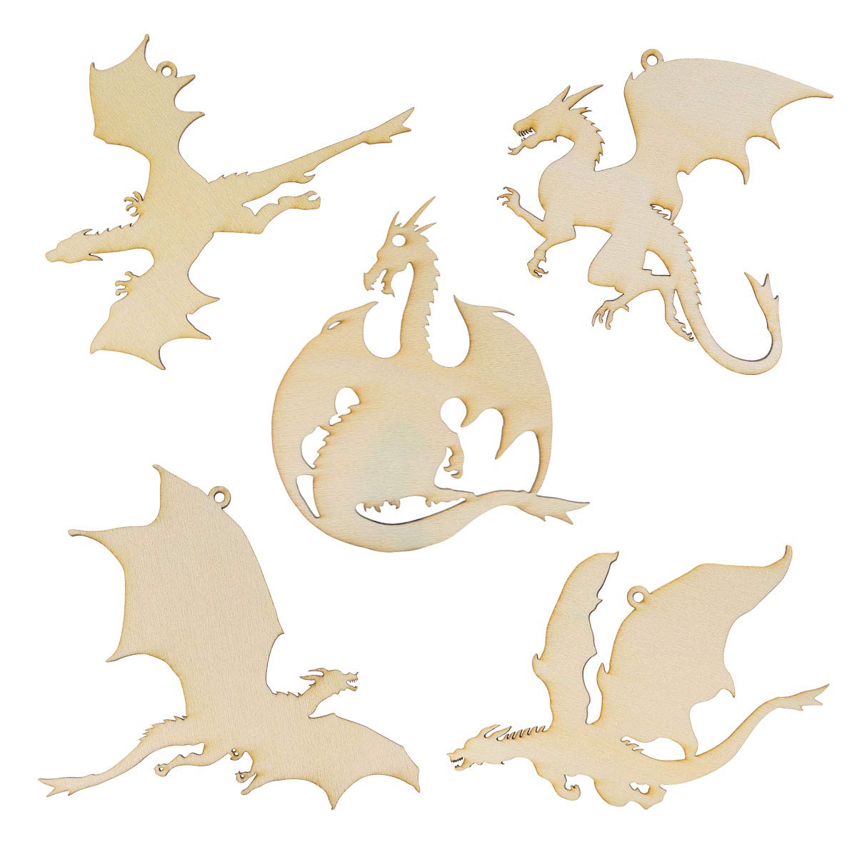 Summer-Ray 20 Wooden Dragon Laser Cutout DIY Craft Party Decoration Art Embellishment Room Decoration