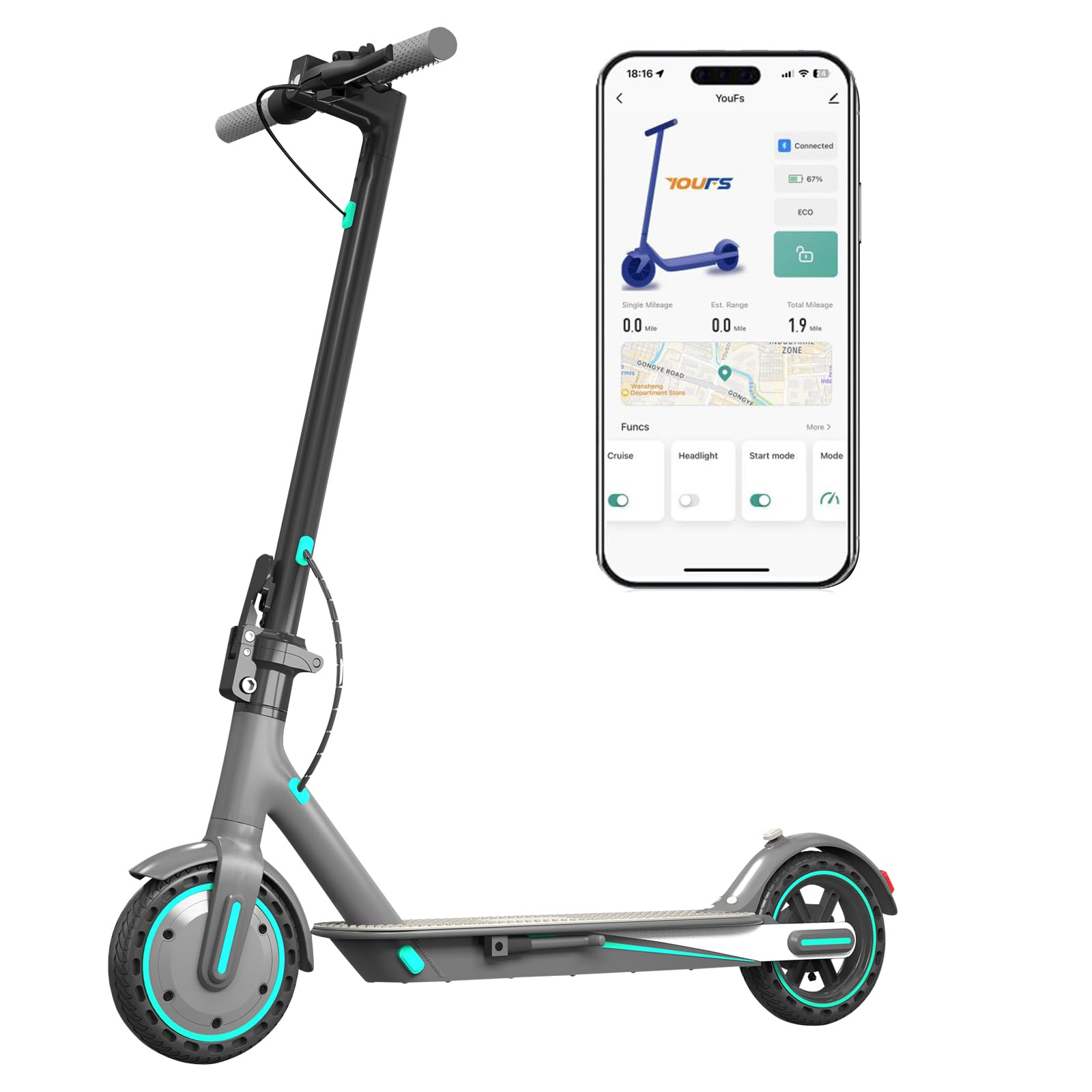 Electric Scooter for Adults, 350W Motor, 19 Mph Max Speed, 21 Miles Range, E-Scooter with 8.5