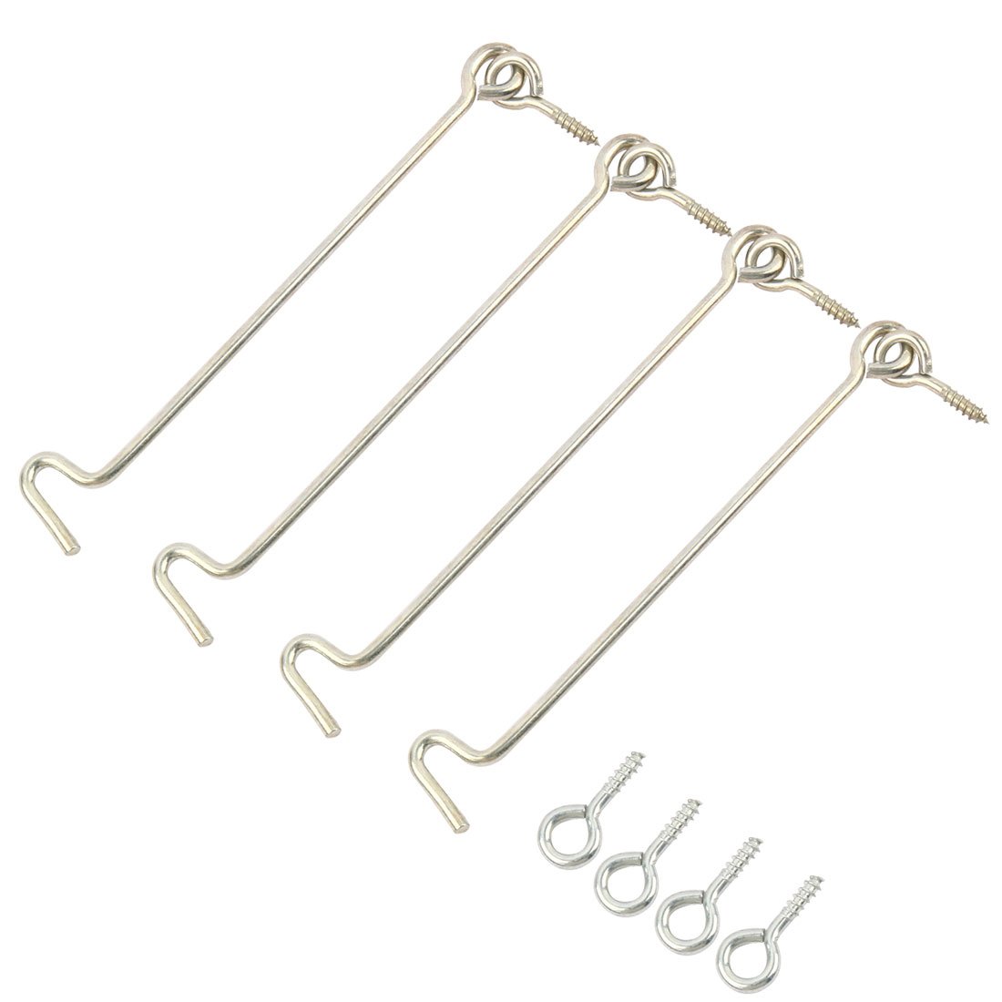 sourcingmap Stainless Steel 5.5 Inch Door Window Cupboard Shed Gate Latch Lock Catch Eye Cabin Hook 4pcs