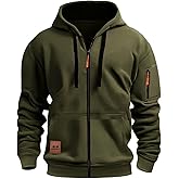 ABABC Hoodies for Men Casual Long Sleeve Full Zip Hooded Sweatshirts Fashion Athletic Workout Jackets with Multi Pockets